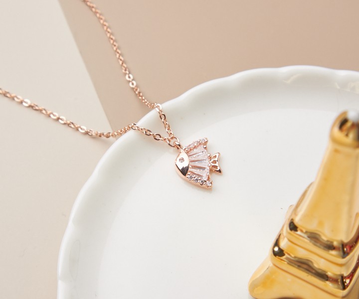 蝴蝶魚項鍊♥玫瑰金1入