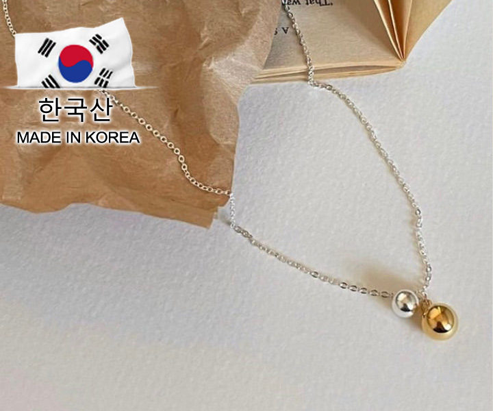 S925純銀雙色球項鍊-1入
