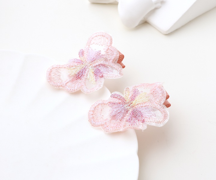 刺繡彩蝶小髮夾-1組10入