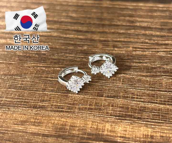 S925純銀方鑽圈式耳環-1對
