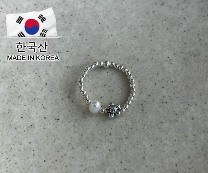 S925復古花純銀戒指-1入