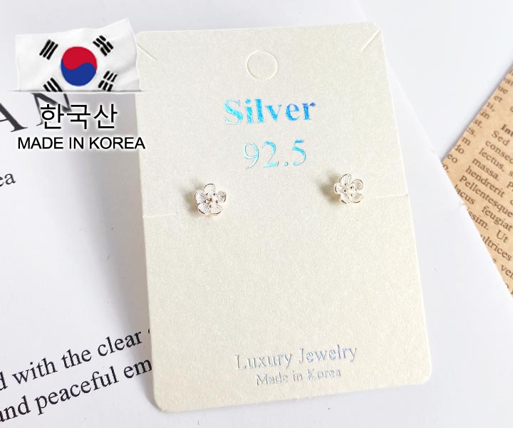 S925小梅花純銀耳環-1對
