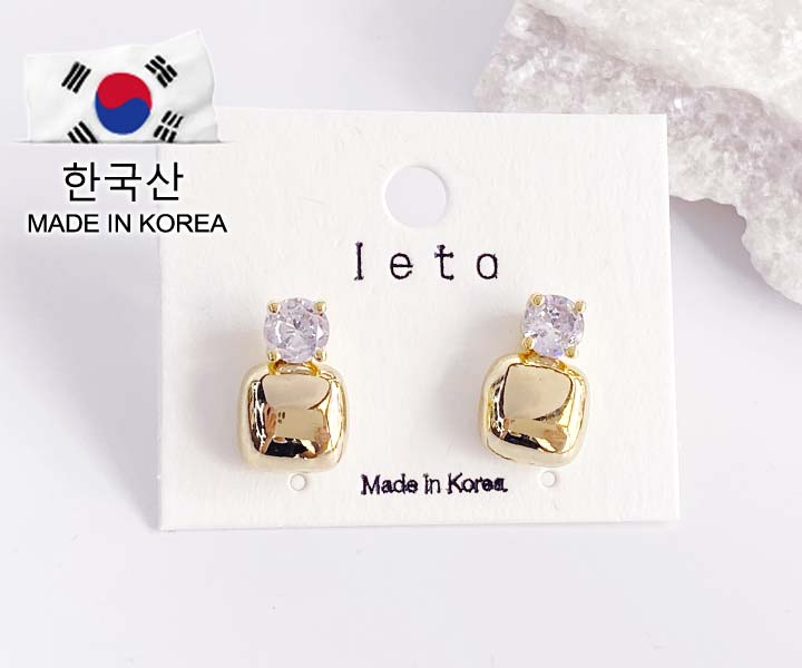 leto抗敏鋼耳環-金磚1對