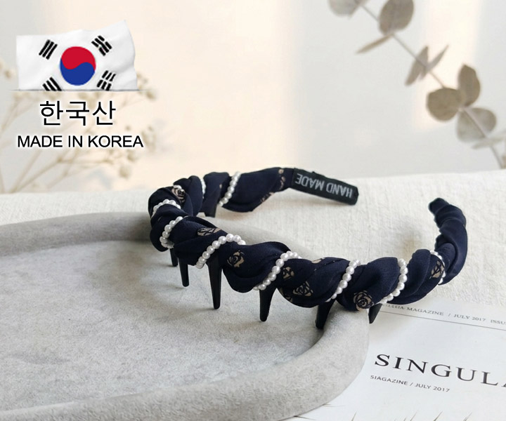 KOREA增髮量帶齒髮箍-玫瑰珍珠